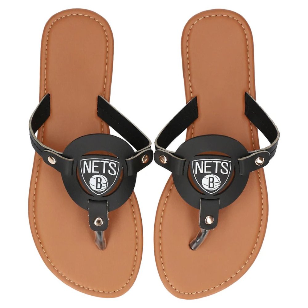NWT Small NBA Brooklyn Nets Women's Die-Cut Logo Flip Flops